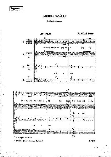 Farkas Ferenc Merre száll  Words by Dsida Jenő  sheet music (9790080041345)