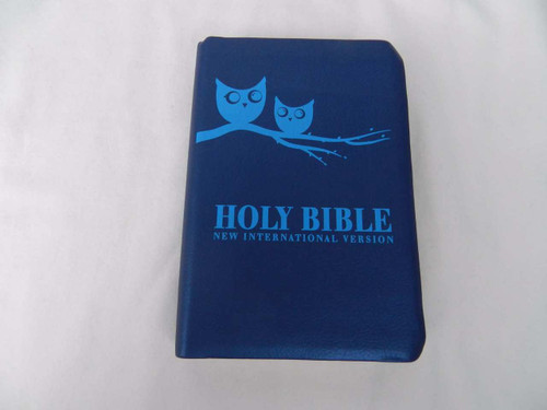 New International Version NIV Holy Bible with Thumb Index, Aegean Blue Vinyl Bound with Owl Motif