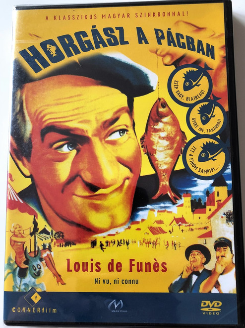 Horgász a pácban DVD 1958 Ni vu, ni connu / Louis de Funes, Nolle Adam, Moustache / Region 2 PAL DVD / No English optioins / French and Hungarian Audio Options / One of the first important roles of Funes, verry funny / Directed by Yves Robert (5999883749258) 