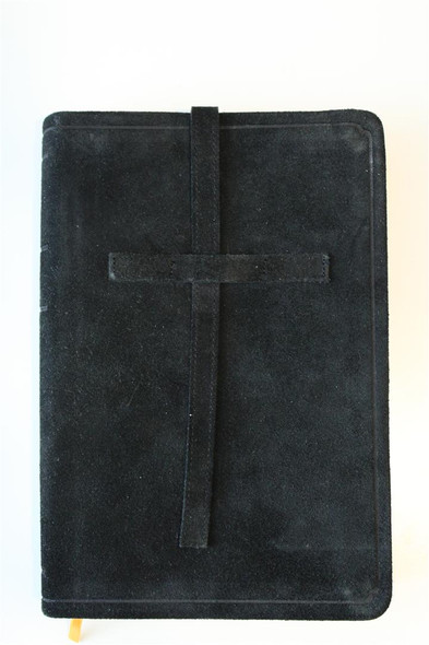 Russian Black Untreated Leather Bound Bible with Golden Edges and Thumb Indexes