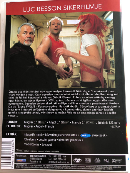 The Fifth Element DVD 1997 Az ötödik elem - Felújított változat / Directed by Luc Besson / Starring: Bruce Willis, Milla Jovovich, Gary Oldman (5998133130334)
