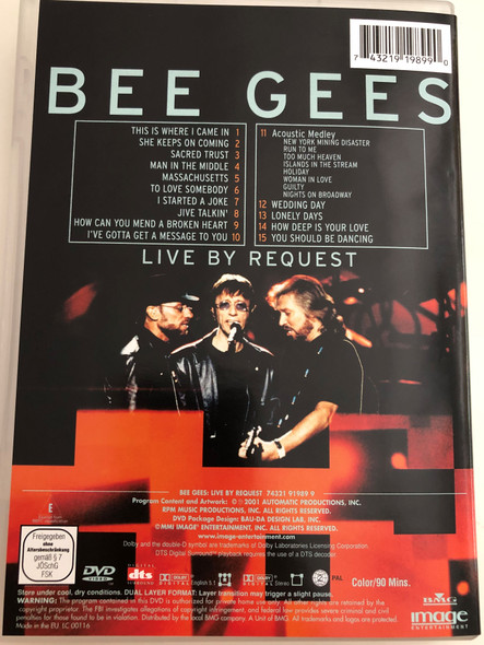 Bee Gees - Live by request DVD 2001 / Sacred Trust, Man in the Middle, How Can you mend a broken Heart / BMG (743219198990)