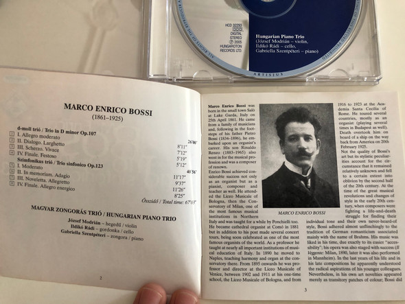 M. Enrico Bossi - Trio Op. 107, Trio sinfonico Op. 123 / Hungarian Piano Trio / József Modrián violin, Ildikó Rádi cello, Gabriella Szentpéteri piano / Hungaroton Classic Audio CD 2005 / HCD 32293 (5991813229328)