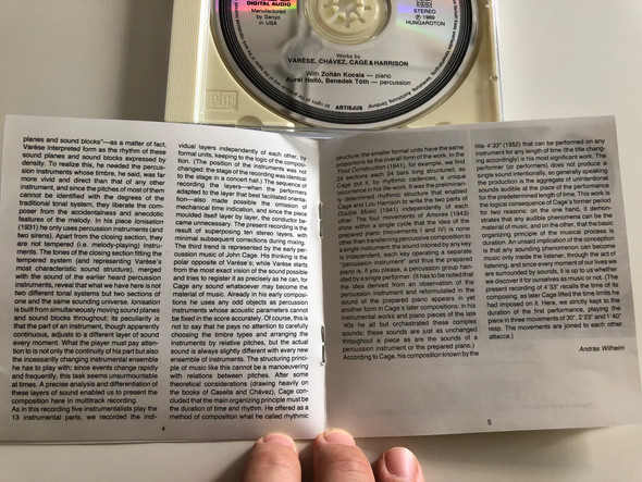 Amadinda Percussion Group - Works by Varése, Chávez, Cage & Harrison / With Zoltán Kocsis piano, Aurél Holló, Benedek Tóth percussion / Hungaroton HCD 12991 / Audio CD 1989 (5991811299125)