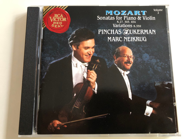 Mozart - Sonatas For Piano & Violin K.27, 303, 454, Variations K.359 / Pinchas Zukerman, Marc Neikrug ‎/ Volume 2 / RCA Victor Red Seal ‎Audio CD 1991 / RD60740