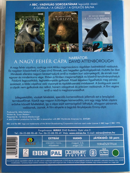 Great White Shark, The Silent Stalker DVD 1995 A Nagy Fehér Cápa / BBC Vadvilág Sorozat - BBC Wildlife Special - Presented by Sir David Attenborough / Természetfilm (5996473005190)