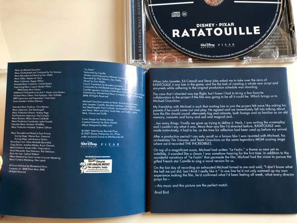 Ratatouille - Music By Michael Giacchino / Disney, Pixar / Walt Disney Records Audio CD 2007 / 094639719624