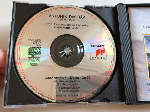 Dvořák – Symphony No.7 · Symphony No.9 "From The New World" / Royal Concertgebouw Orchestra, Carlo Maria Giulini ‎/ Sony Classical ‎2x Audio CD 1994 / SX2K 58946