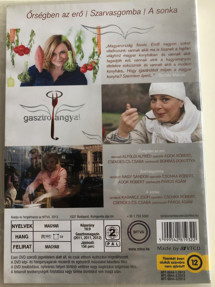 Gasztro Angyal 1. DVD / Eszik. Iszik, Sosem alszik / Directed by Alföldi Alfréd, Nagy Sándor, Kabarcz Zsófi / Őrségben az erő, Szarvasgomba, A sonka / Borbás Marcsi / Hungarian cooking - recipes and customs (5999542819322)