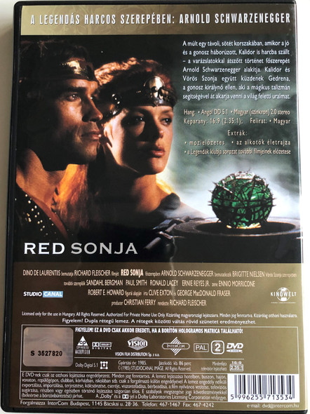 Red Sonja (Vörös Szonya) DVD 1985 / Directed by Richard Fleischer / Starring: Arnold Schwarzenegger, Brigitte Nielsen (59996255713534)