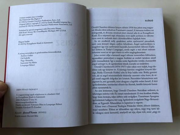 Mindenemet Krisztusért - Elmélkedések minden napra / My Utmost for His Highest by Oswald Chambers - Hungarian Language Edition (9786155624629)