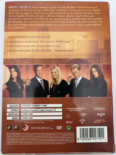 Boston Legal DVD BOX 2004 5DVD First Season - Primera Temporada / Created by David E. Kelley / Starring: James Spader, William Shatner, Candice Bergen, Monica Potter (8420266927101)