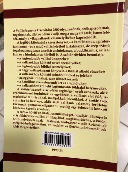 Vallási szavak kisszótára / by: Erdős Attila, Kiss Gábor / Tinta Könyvkiadó / Hungarian Dictionary of religious words (9789634090540)