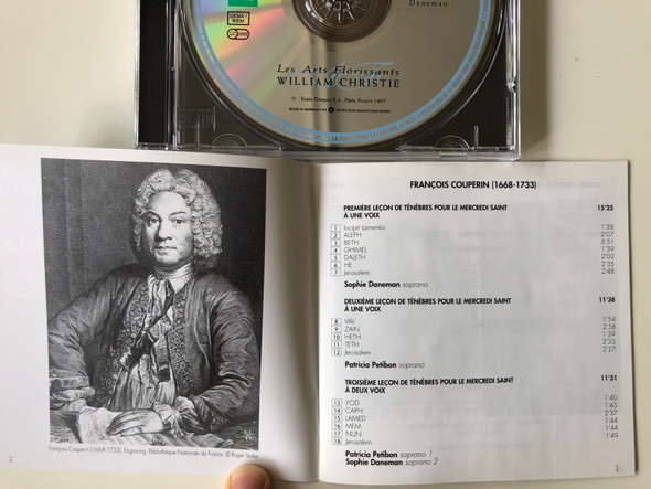 Les Arts Florissants, William Christie ‎– Couperin / Leçons De Ténèbres / Daneman - Petibon / Erato ‎Audio CD 1997 / 0630-17067-2