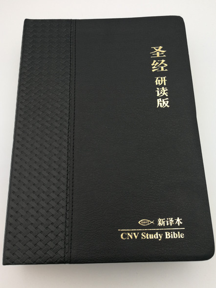 CNV Study Bible - Large Size Chinese New Version Study Bible with Golden Edges - Simplified script / Shen Edition / Worldwide Bible Society 2017 / 3rd edition - Leatherbound (9789888124213