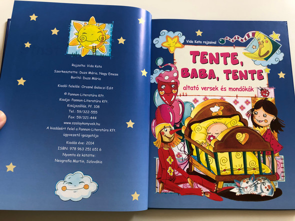 Tente, baba, tente - altató versek és mondókák / Hungarian lullabies and rhymes / Illustrated by Vida Kata rajzaival / Pannon-Literatúra 2014 / Hardcover / Szalay Könyvek (9789632516516)