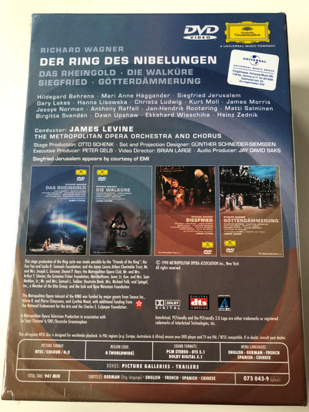 Richard Wagner - Der Ring des Nibelungen 7 DVD-SET / Das Rheingold - Die Walküre, Siegfried - Götterdämmerung / Metropolitan Opera Orchestra & Chorus / Conducted by James Levine / Directed by Brian Large / NTSC (044007304396)