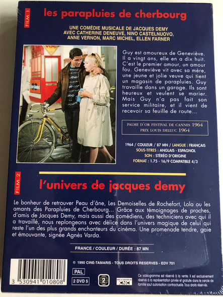 Les parapluies de cherbourg (1964) 2DVD L'univers de Jacques Demy (1990) / The Umbrellas of Cherbourg / Directed by Jacques Demy / Starring: Catherine Deneuve, Anne Vernon, Nino Castelnuovo, Marc Michel / Documentary: The World of Jacques Demy (3530941010808)