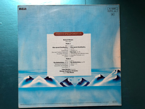 Fritz Reiner, Richard Strauss - Also Sprach Zarathustra, Don Juan, Ein Heldenleben / Chicago Symphony Orchestra / Meister Spielen Meister / RCA 2x LP 1966 / VL 42267