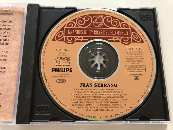 Grandes Guitarras Del Flamenco - Juan Serrano / Philips Audio CD 1994 / 522 326-2