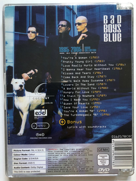 Bad Boys Blue 1985-2005 DVD Video Collection / Including all their greatest hits / Coconut Records / Pretty Young Girl, Kisses and Tears, Come Back and Stay, A train to Nowhere, Save Your Love (4029758621783)
