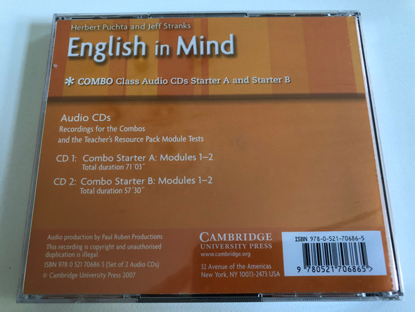 English in Mind: Starter A and B / American Voices Class / 2 Audio CDs / Authors: Herbert Putcha & Jeff Stranks / Publisher: Cambridge University Press