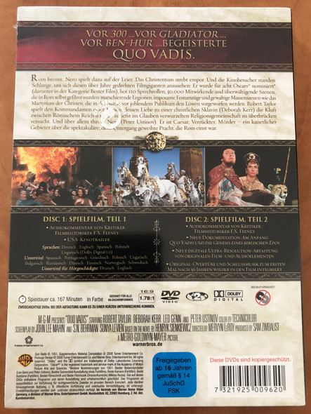 Quo Vadis DVD 1951 / Directed by Mervyn LeRoy / Starring: Robert Taylor, Deborah Kerr, Leo Genn, Peter Ustinov / American epic historical drama film (7321925009620)