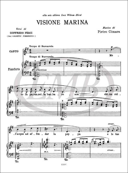 Cimara, Pietro: Visione marina / per canto e pianoforte. Versi di Goffredo Pesci (dai ?Sonetti Tirrenici?) / Ricordi / 2018