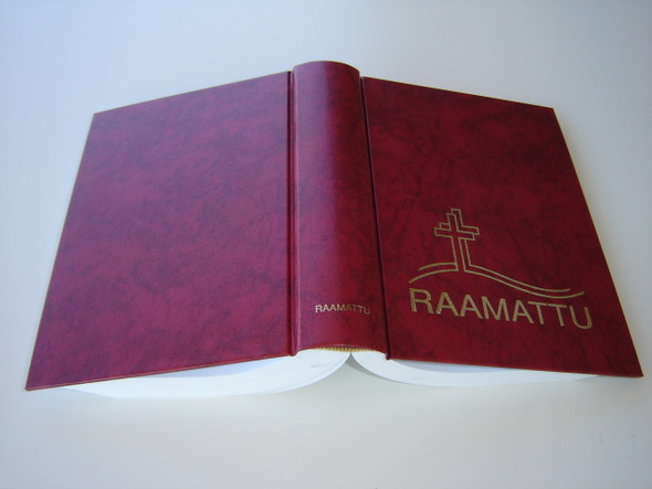 RAAMATTU / Finnish Bible with Double Cross Design / Pyha Raamattu Burgundy Cover