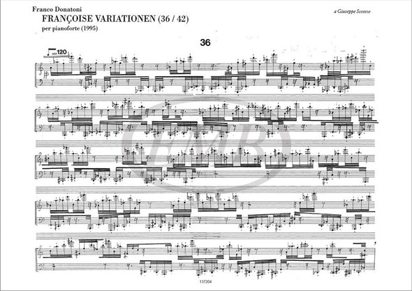 Donatoni, Franco: FRANCOISE VARIATIONEN (36-42), PER PIANOFORTE (1995) / Ricordi / 2001 