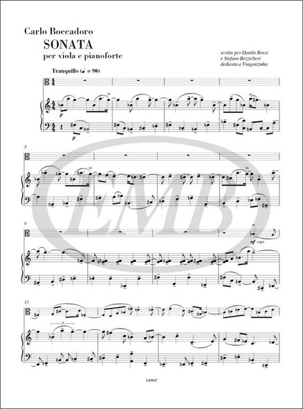 Boccadoro, Carlo: Sonata / per viola e pianoforte / Ricordi