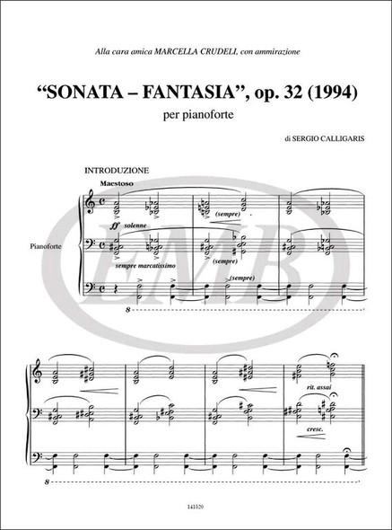 Calligaris, Sergio: Sonata-Fantasia op. 32 / per pianoforte / Ricordi