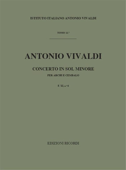 Vivaldi, Antonio: CONC. PER ARCHI E B.C.: IN SOL MIN. RV 155 - F.XI/6 / Ricordi / 1984