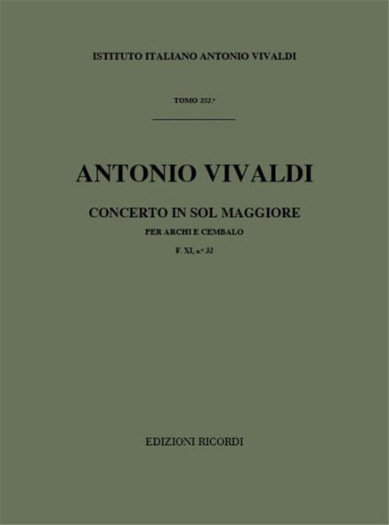 Vivaldi, Antonio: CONC. PER ARCHI E B.C.: IN SOL RV 145 - F.XI/32 / Ricordi / 1984