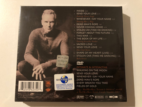 Sting – Sacred Love / Special Limited Tour Edition, Includes Bonus DVD With 6 Live Songs / Album Includes Stolen Car, Send Your Love, Insidee and Whenever I Say Your Name / A&M Records Audio CD + DVD Video 2004 / 0602498623503