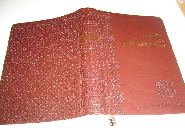 Lithuanian Bible Ecumenical Edition DC Deep Burgundy Leather Bound with Golden Edges, and Thumb Index / Biblija arba Sventasis Rastas