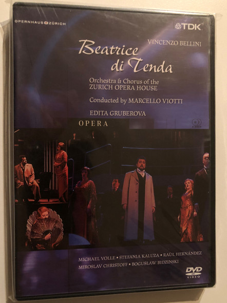 Bellini - Beatrice di Tenda / Daniel Schmid - Gruberova, Volle, Kaluza - Viotti - Zurich Opera / Vincenco Bellini / Orchestra and Chorus of the Zurich Opera House / Conducted by Marcello Viotti / 2002 DVD (824121000431)