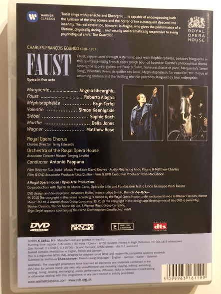 Gounod: Faust 2 DVD Set / Opera in five acts / Royal Opera Chorus / Chorus Director: Terry Edwards / Orchestra of the Royal Opera House / Conductor: Antonio Pappano / Film Director: Sue Judd / DVD (5099963161199)
