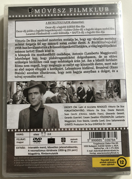 BICIKLITOLVAJOK - LADRI DI BICICLETTE  VITTORIO DE SICA  MŰVÉSZ FILMKLUB  ETALON FILM  DVD Video (5999885039784)