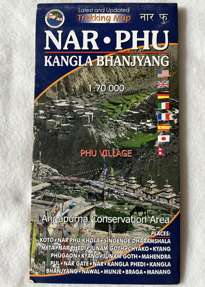 NAR PHU KANGLA BHANJYANG  170 000  PHU VILLAGE  Annapurna Conservation Area  Latest and Updated Trekking Map  नार फु  Nepal Map Publisher Pvt. Ltd. (9789937810944)