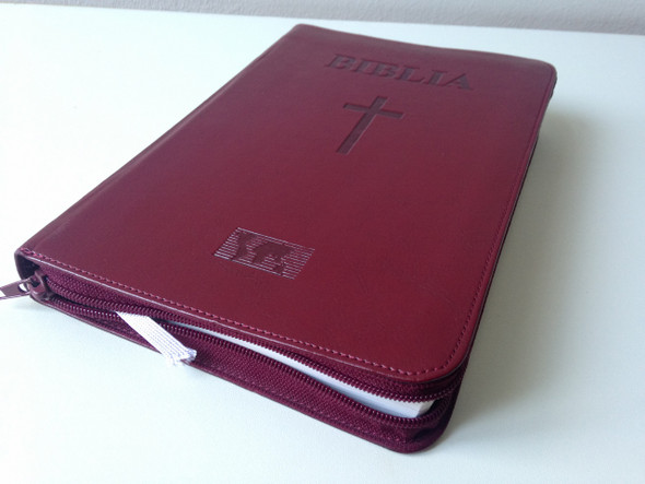 Romanian Large Bible / Burgundy Leather Bound with Zipper / Biblia sau Sfanta Scriptura
