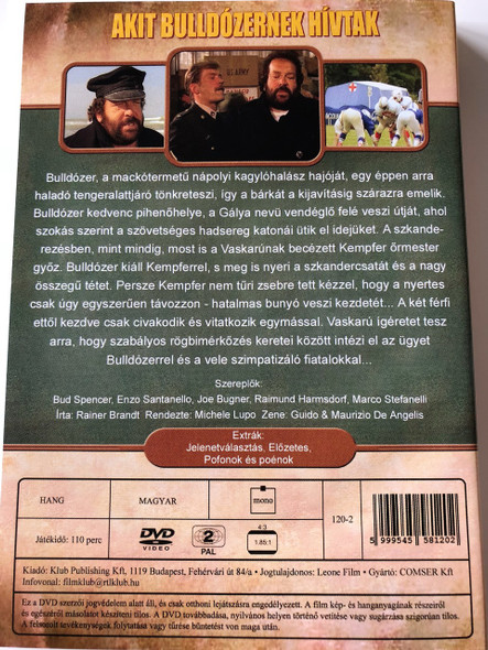 Akit Buldózernek hívtak DVD 1978 (Lo chiamavano Bulldozer) / Audio: Hungarian / Starring: Bud Spencer / Directed by: Michele Lupo (5999545581202)