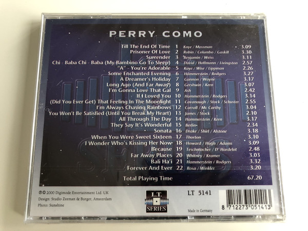 Perry Como - Prisoner of love / Till the end of time, Surrender, Chi-Baba Chi-Baba, "A" - You are adorable, Some enchanted evening / AUDIO CD 2000 (8712273051413)