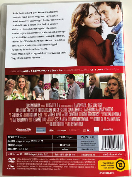 Ahol a szivárvány véget ér DVD 2014 Love, Rosie / Directed by Christian Ditter / Starring: Lily Collins, Sam Claflin (5996471001538)