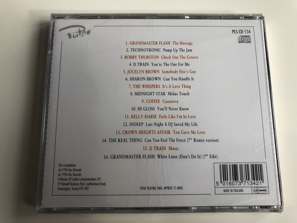 Check Out Groove Featuring: The Whispers, Technotronic, Crow Heights Affair, Sharon Brown, D train, Grandmaster Flash, Indeep, Jocelyn Brown, Midnight Star / AUDIO CD 1996 / Classic 16 Tracks (5016073713421)