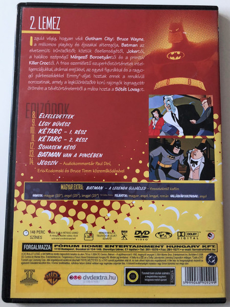 Batman the Animated Series Vol 1. DVD 2006 Batman a rajzfilmsorozat 1. kötet / Directed by, Bruce W. Timm, Eric Radomski / VA: Kevin Conroy, Efrem Zimbalist Jr., Bob Hastings, Robert Costanzo / DC Comics / Disc 2 / Episodes 8-14 (5999048909299)