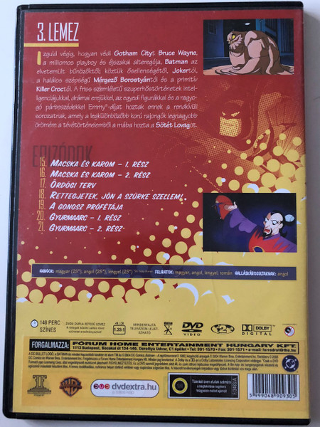 Batman the Animated Series Vol 1. DVD 2006 Batman a rajzfilmsorozat 1. kötet / Directed by, Bruce W. Timm, Eric Radomski / VA: Kevin Conroy, Efrem Zimbalist Jr., Bob Hastings, Robert Costanzo / DC Comics / Disc 3 / Episodes 15-21 (5999048909305) 