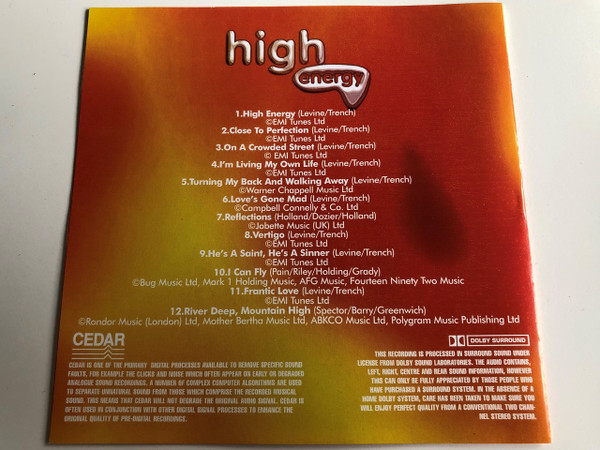 High Energy - Original Artist, Original Recordings 1980-89 / AUDIO CD 1989 / 12 Original Dance trax / Carol Jiani, Barbara Pennington, Evelyn Thomas, Miguel Brown, Louise Thomas also featuring eastbound expressway & seventy avenue V1