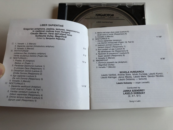 Liber Sapientiae - The Book of Wisdom / Schola Hungarica / Gregorian antiphons, psalms and lectures / Hungaroton / HCD 12534-2 (HCD12534-2)