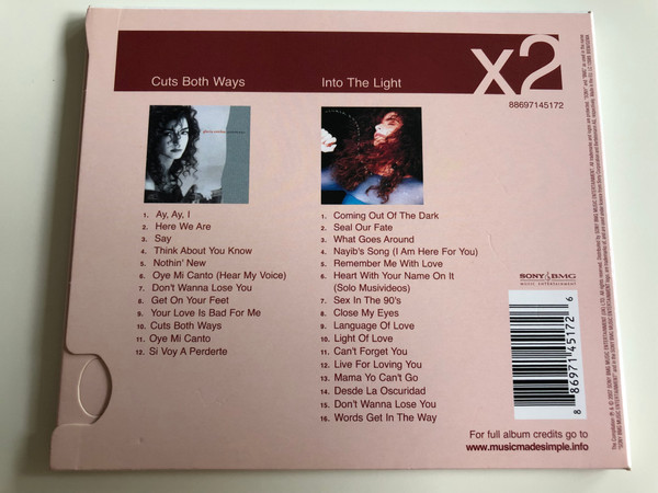 Gloria Estefan x2 - Cuts both ways, Into the Light / Audio CD 2007 / Here we are, Nothin' New, Get on Your Feet, Si voy A perderte, Seal our Fate, Close My Eyes, Light of Love / 2 CD / Sony BMG (886971451726)